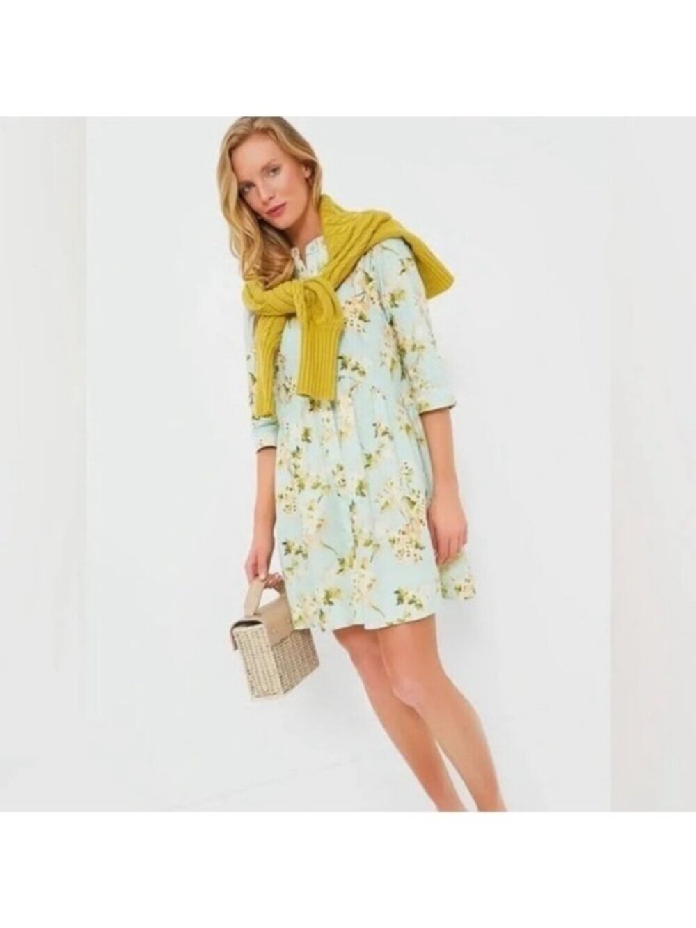 Tucknernuck Aqua Watercolor Royal Shirt Dress XXS